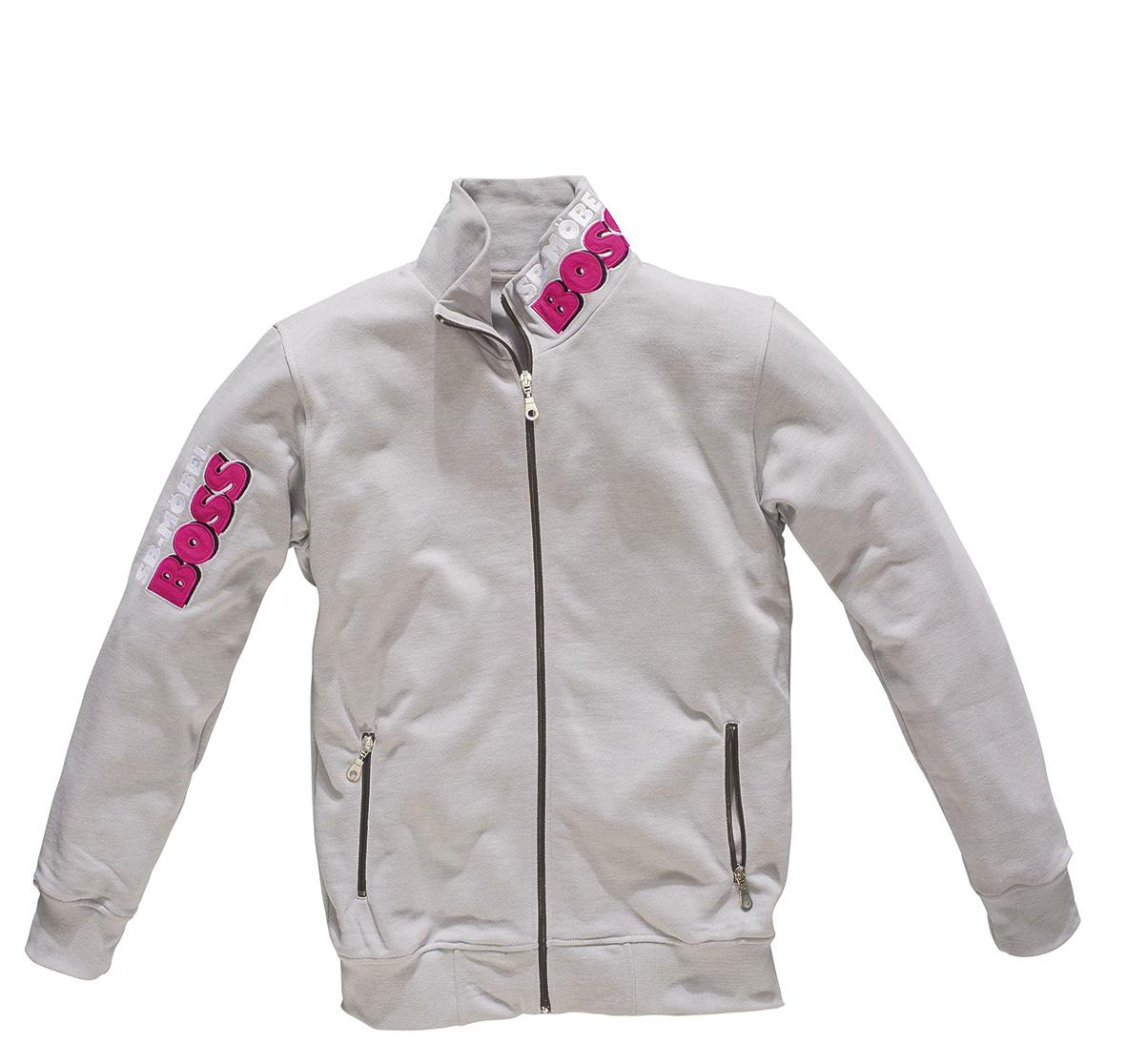 Herren-Sweatjacke, "BOSS Möbel", langer Arm, Stehkragen