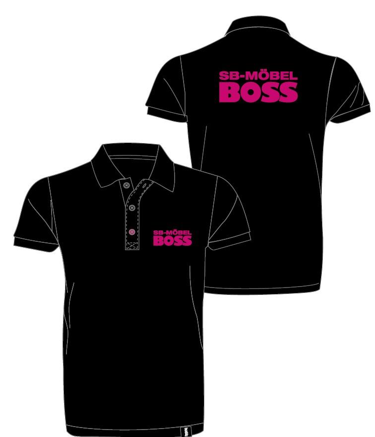 Herren-Poloshirt, "BOSS Möbel", schwarz, NEU